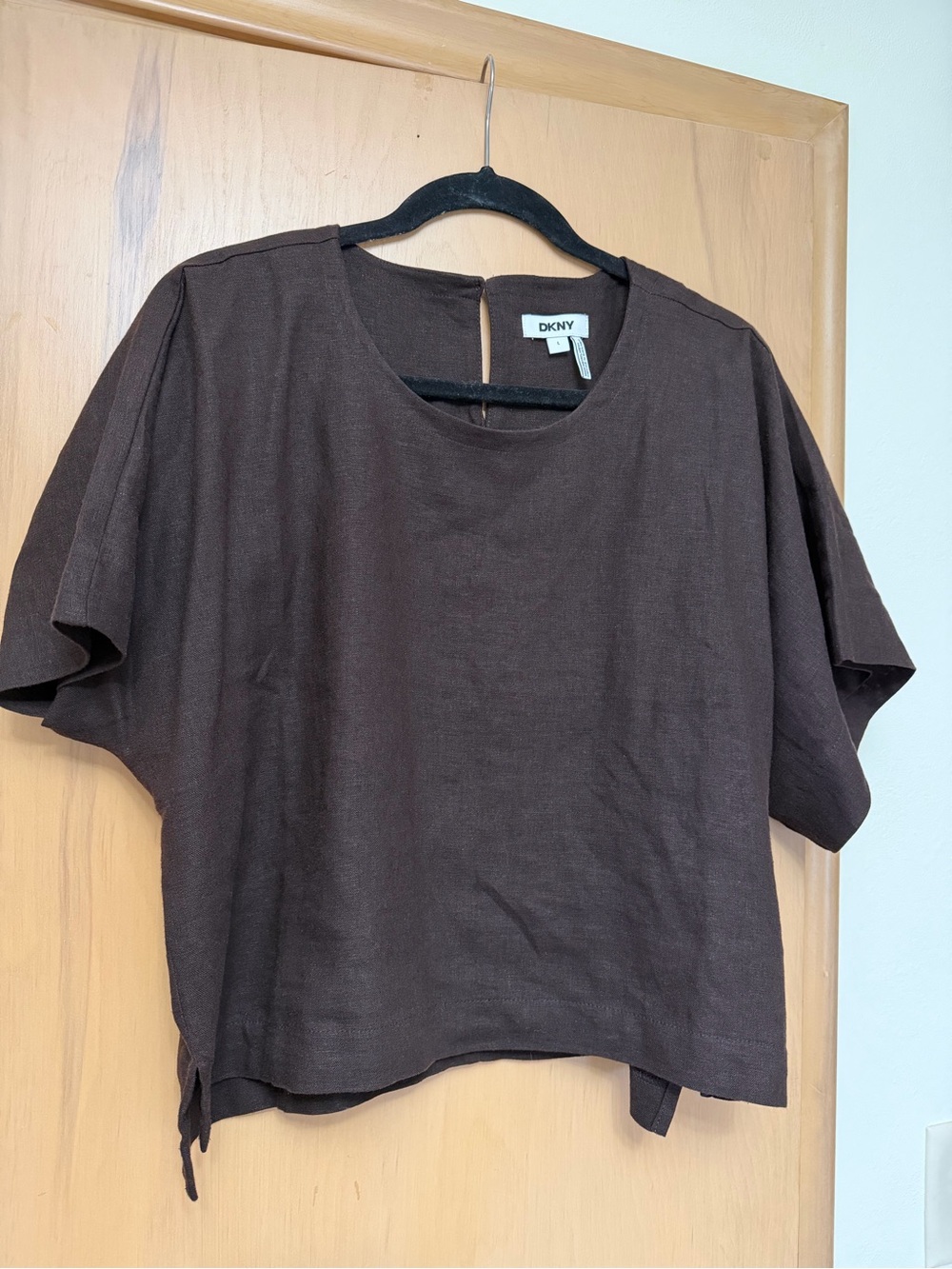 DKNY Brown Short Sleeve Boxy Crop Top